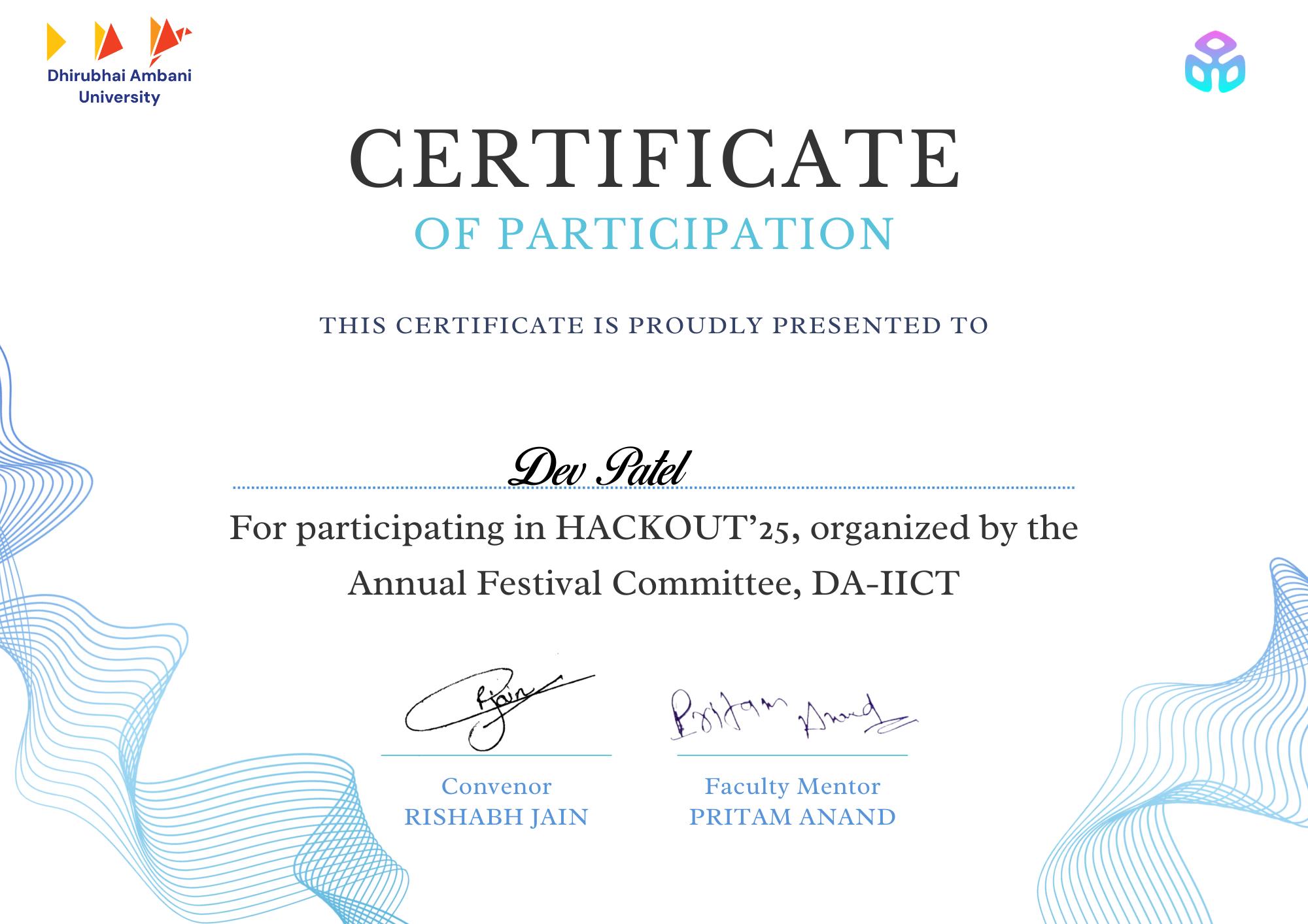 OdooXNMIT Hackathon Certificate